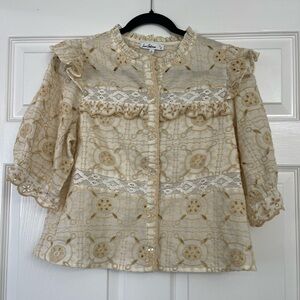 Sam Edelman Kailani Embroidered Woven Top | Size Medium